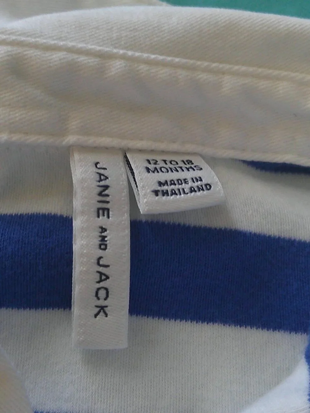 Janie and Jack Baby/Toddler Boys Blue & White Stripe Dog One-Piece - Size 18-24M